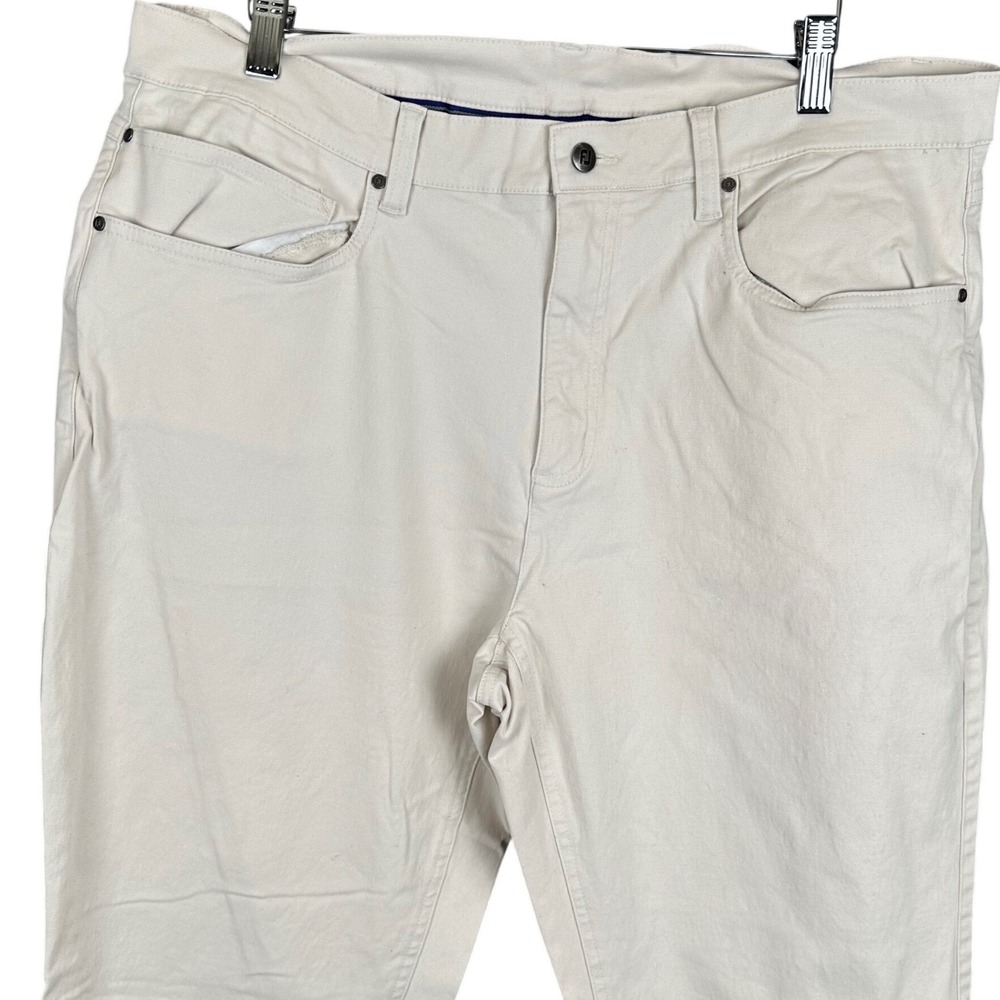 FootJoy Mens Golf Pants 36x30 Cream Off White 5-Pocket Straight Leg Twill FJ